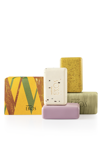 Ekos Creamy and Exfoliating Multipack Bar Soap Set: Castanha Andiroba Açaí & Maracujá