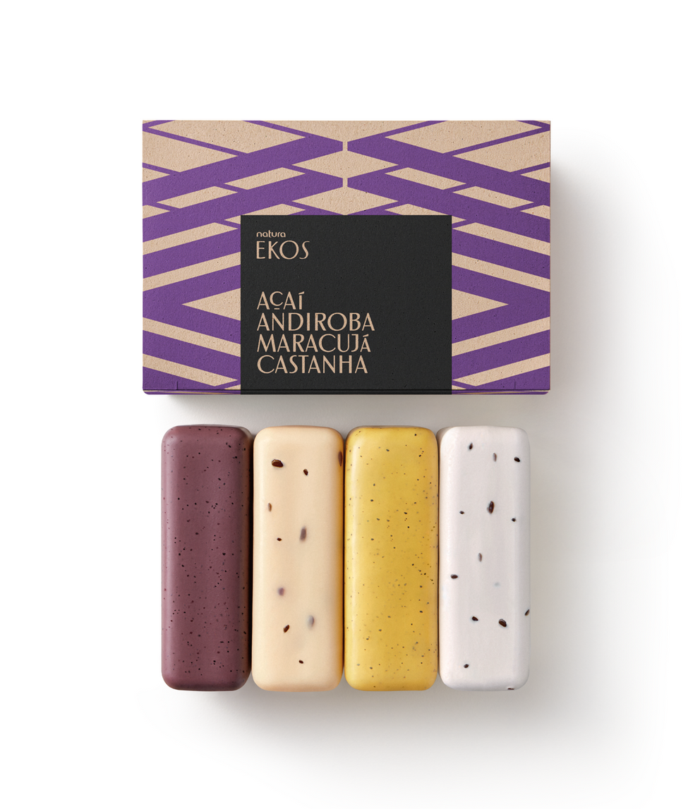 Natura - Ekos Creamy Soap Set - Maracuja, Ucuuba, Andiroba, Castanha - 100% Vegan - Based on 100% Vegetable Oils - Cruelty-Free - 4 x 100 G