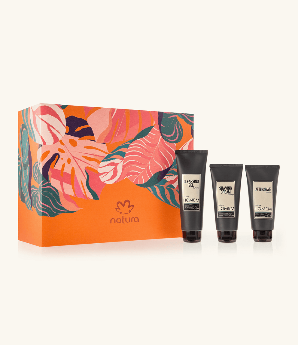 Natura Homem Shaving Set with Homem Facial Cleansing Gel, Homem Shaving Cream, Homem Aftershave Balm_mobile