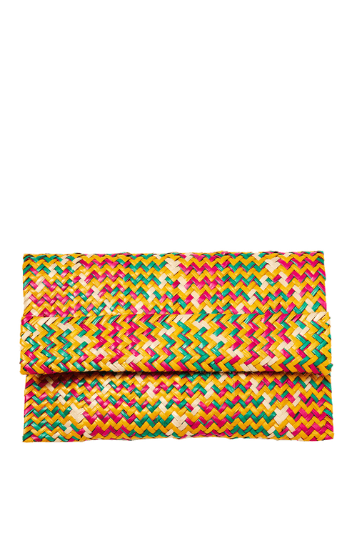 Multicolor Raffia Clutch